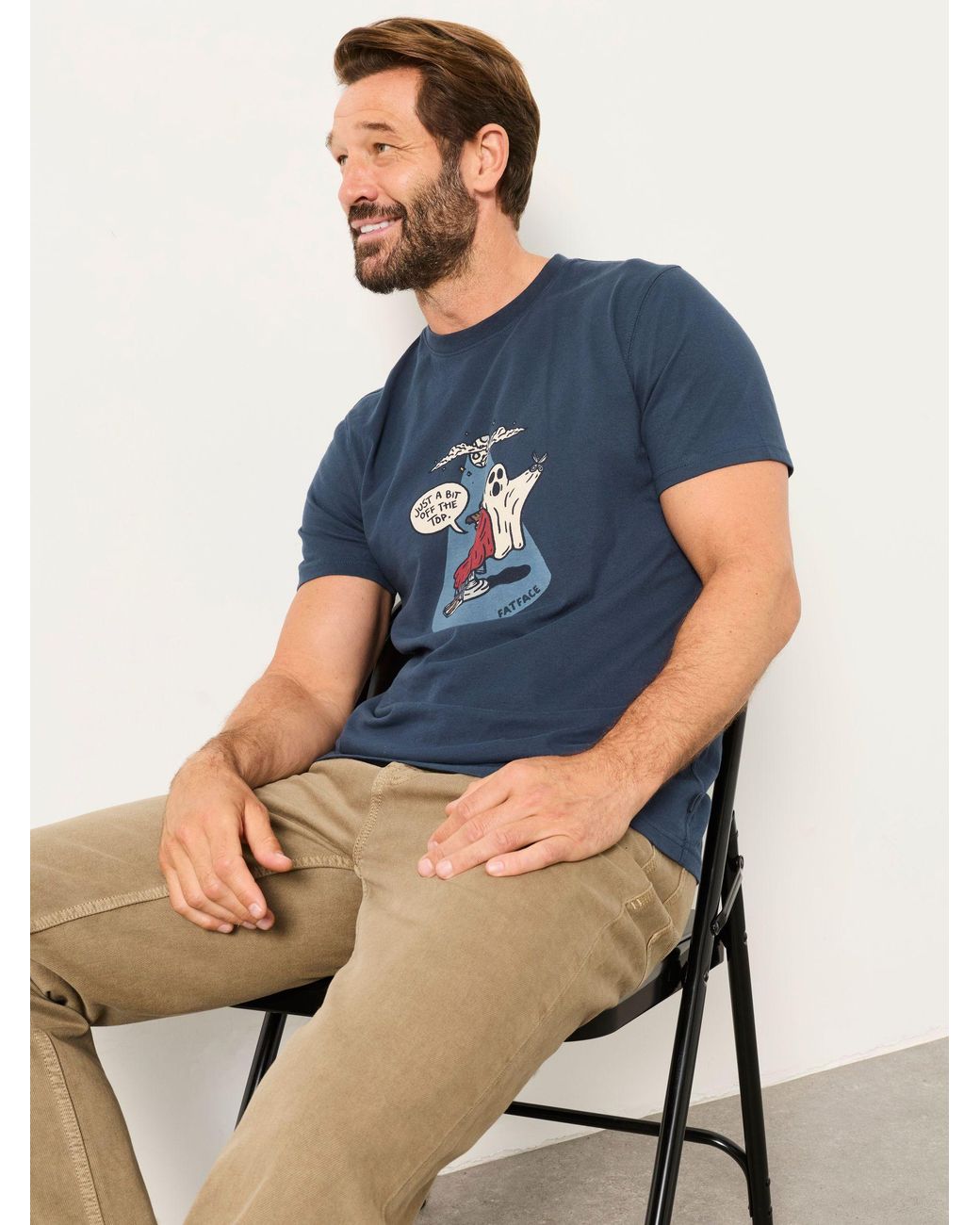 FatFace Blue Halloween Warewolf Graphic T-Shirt for men