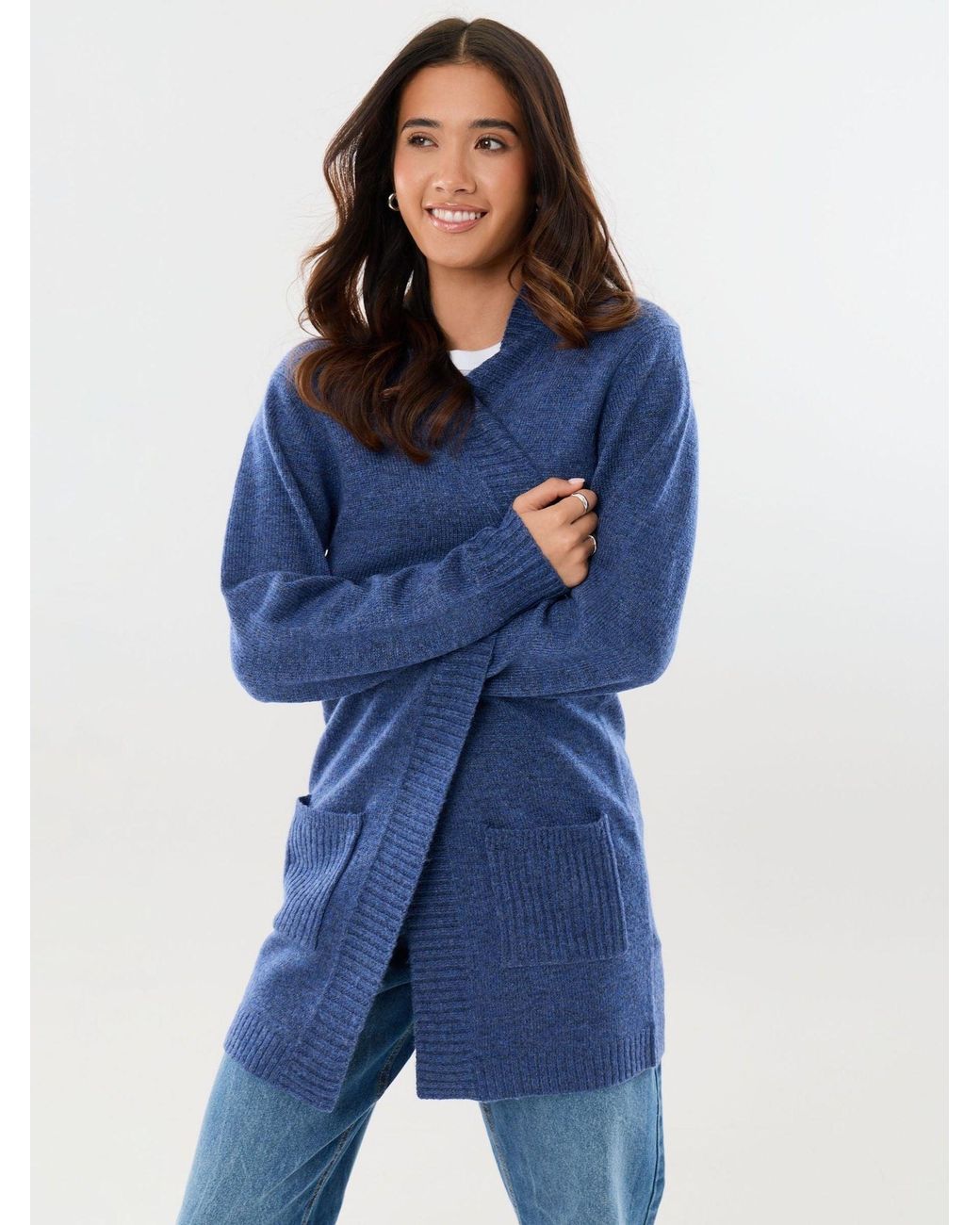 Threadbare Blue Longline Knitted Cardigan