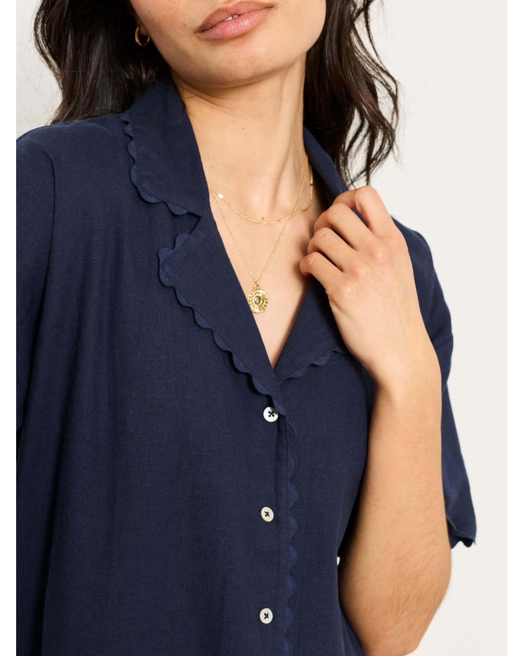 FatFace Blue Fatface Kara Linen Shirt