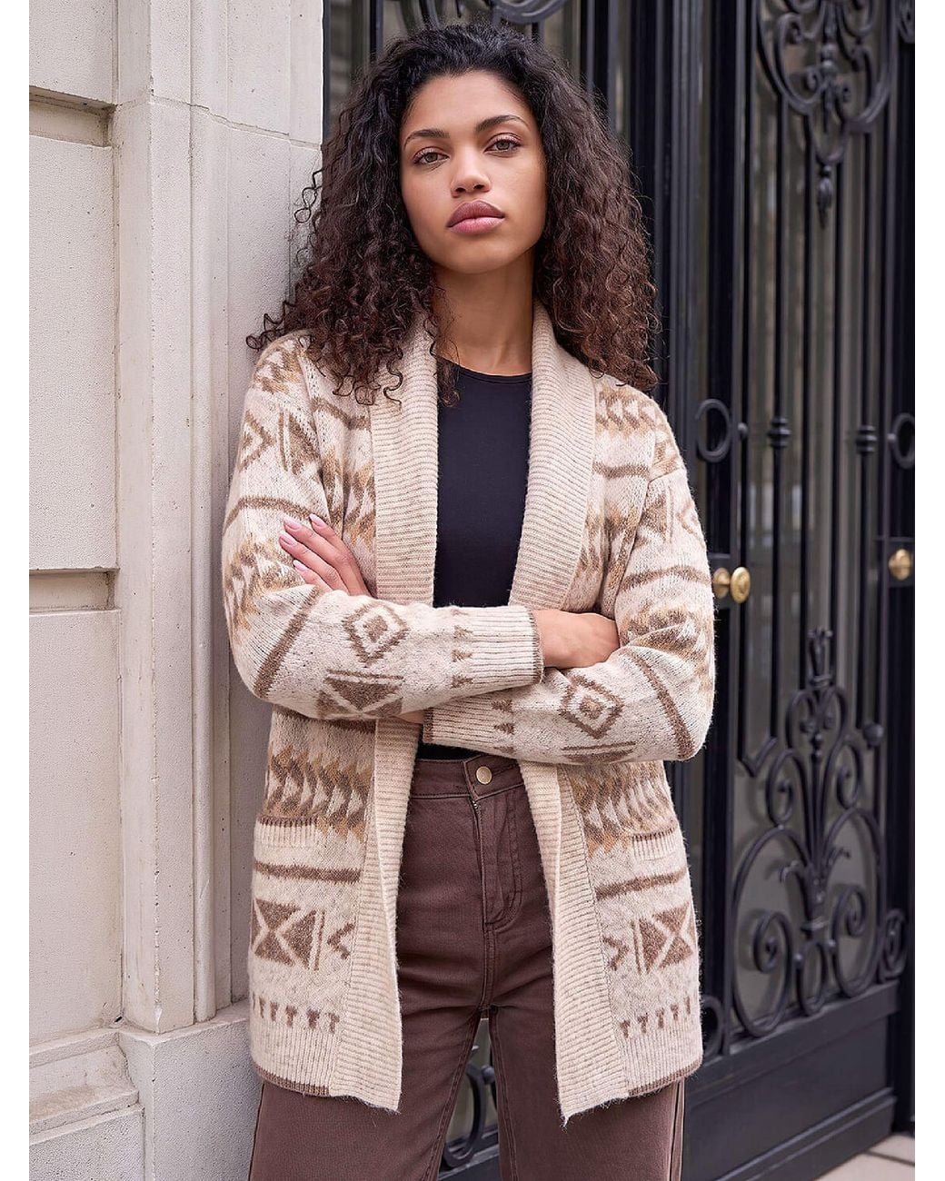 Roman Petite Aztec Cardigan in Brown | Lyst