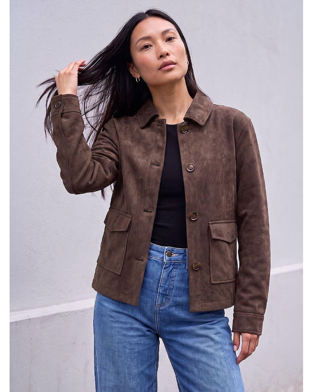 Roman Brown Suedette Button Jacket