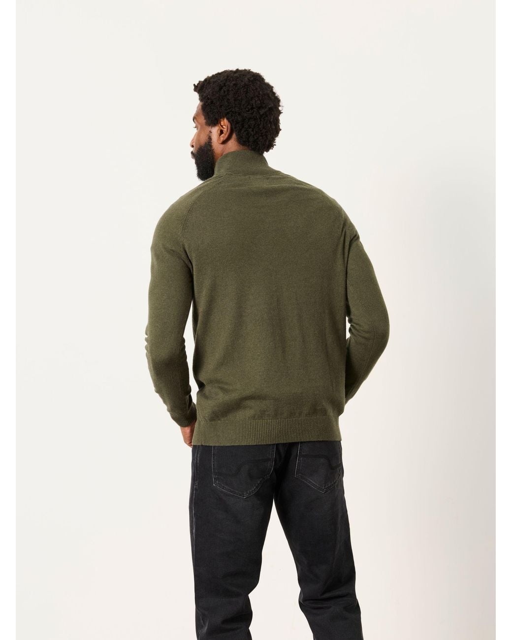 FatFace Green Rye Quarter Zip Knitted Jumper for men