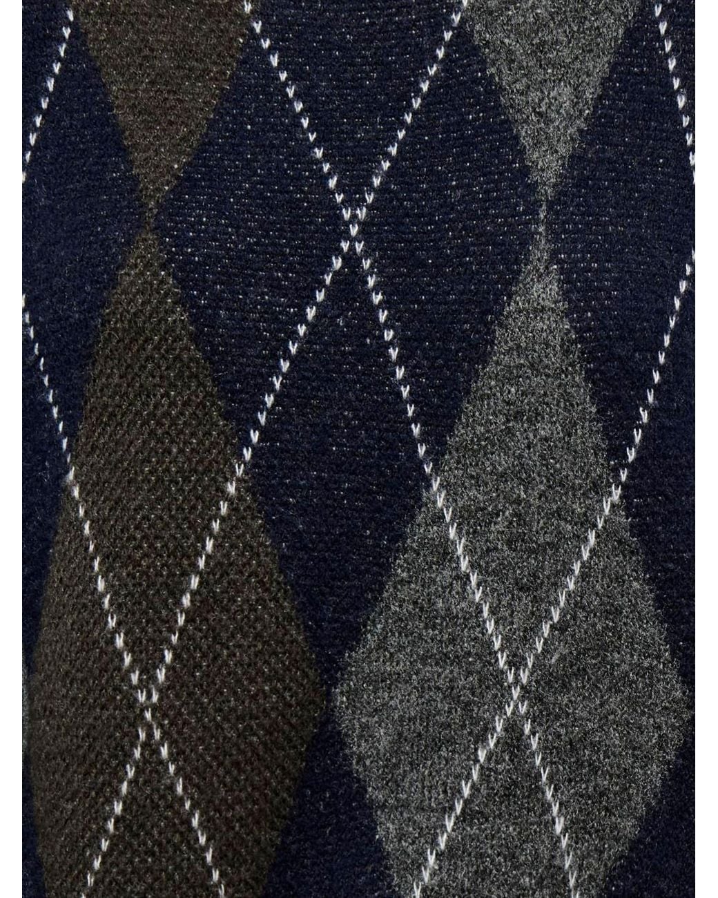 ONLY Blue Argyle Crew Neck Pullover Jumper