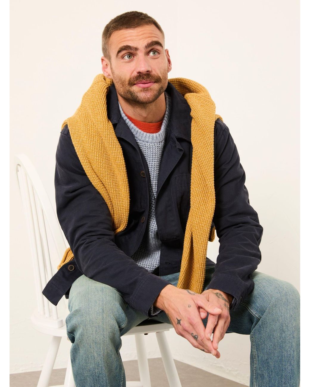 FatFace Blue Canvas Worker Jacket for men
