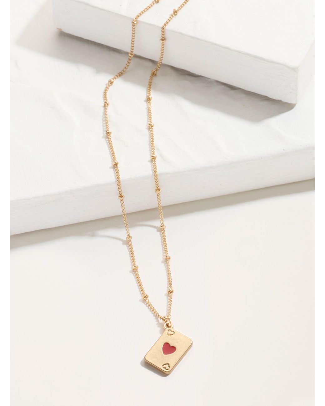 FatFace Natural Fatface Tone V And A Playing Card Necklace