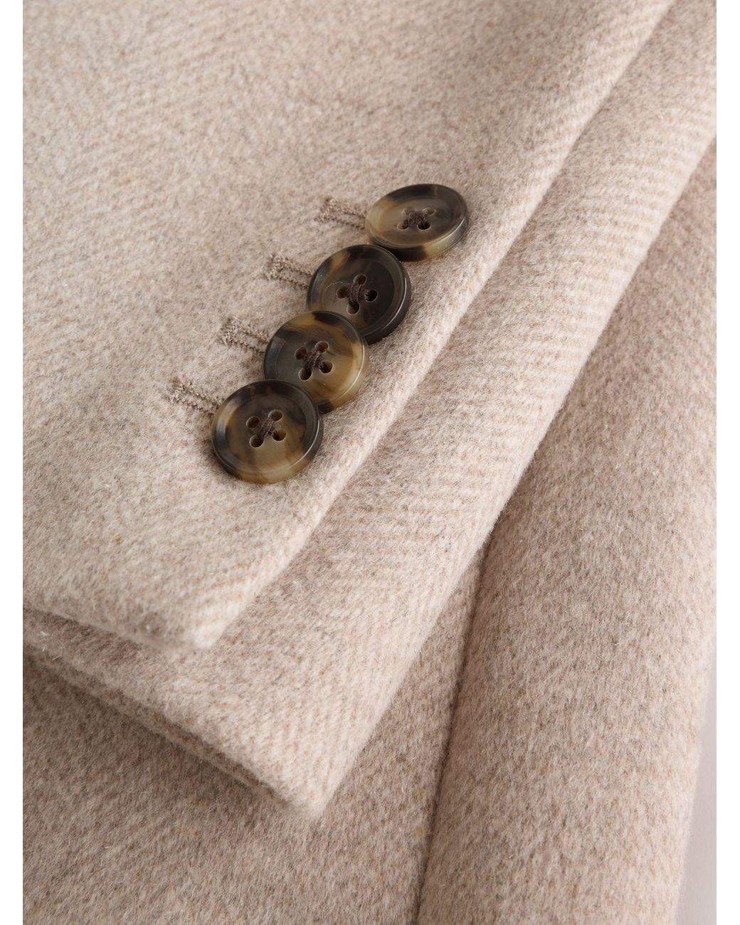 Next Natural Neutral N. Premium Wool Blend Pattern Epsom Coat for men