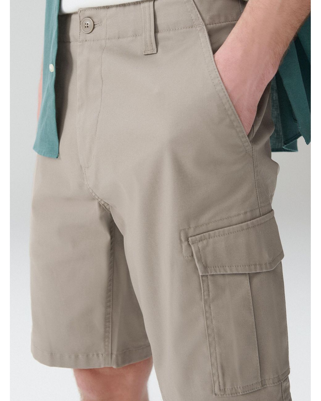 Next Gray Stretch Cotton Rich Cargo Shorts for men