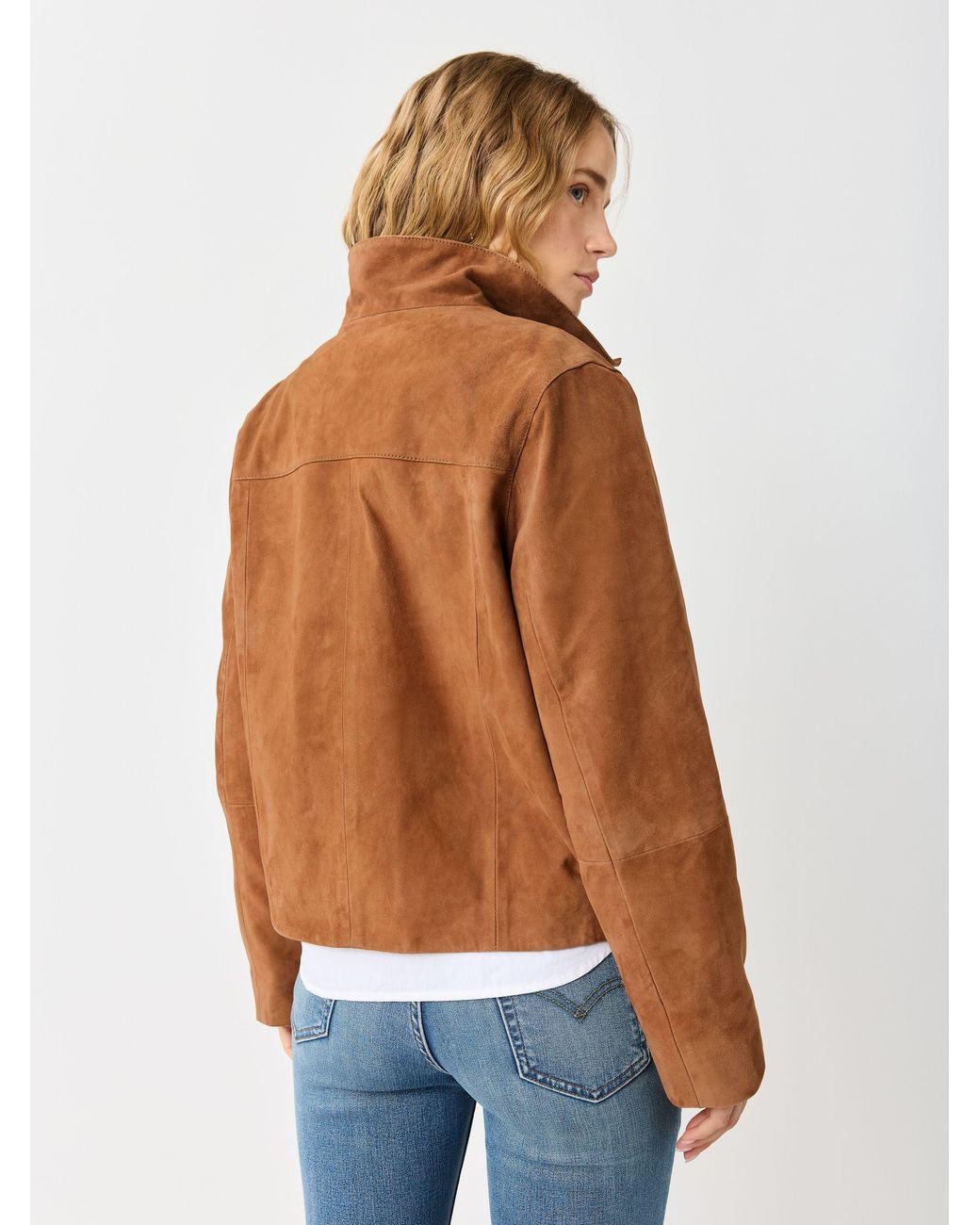 Urban Code Blue Suede Funnel Neck Boxy Jacket