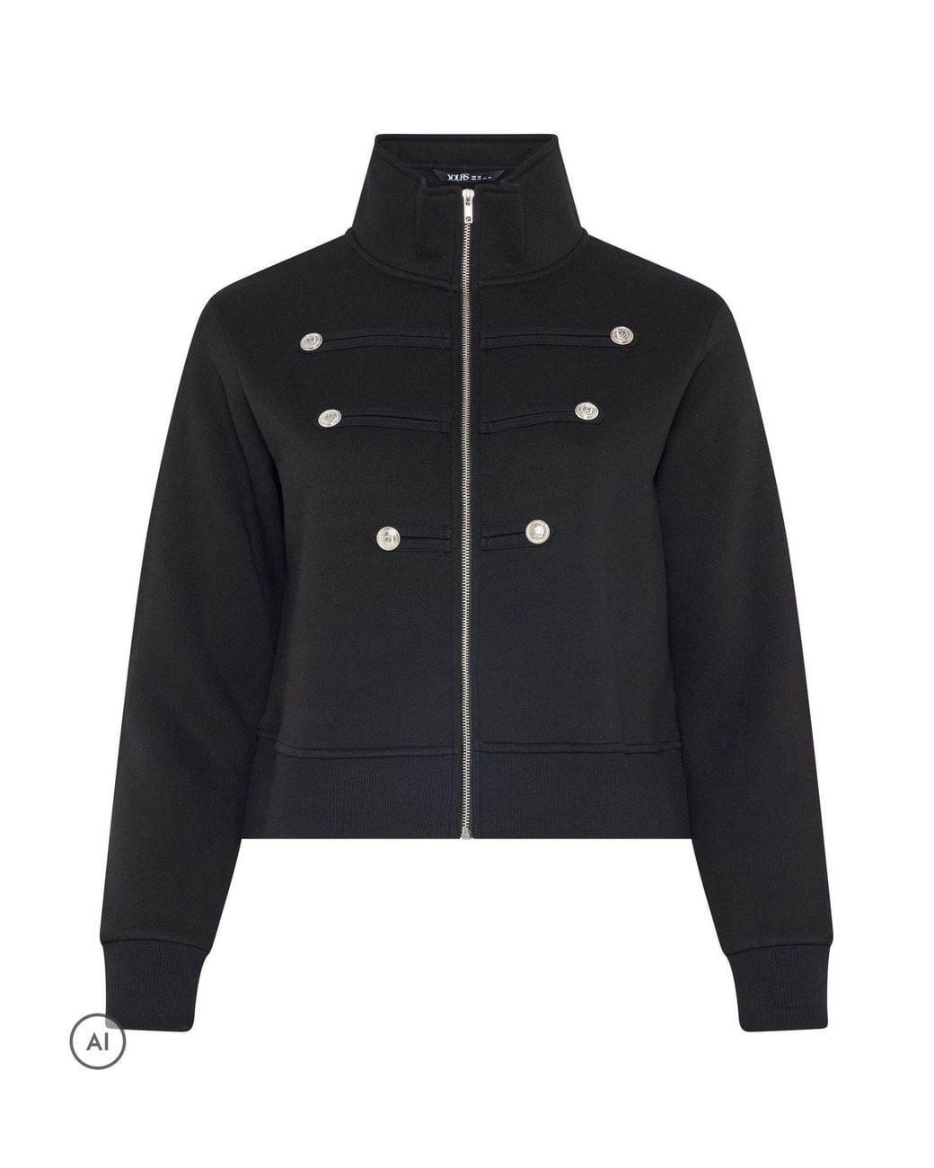Yours Curve Black Military Button Jacket