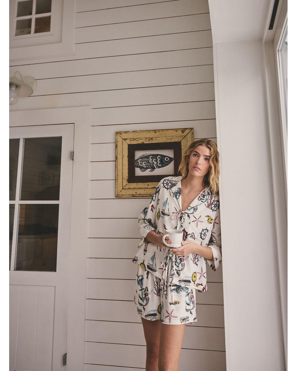 Next White Tie Front Short Pyjamas Set