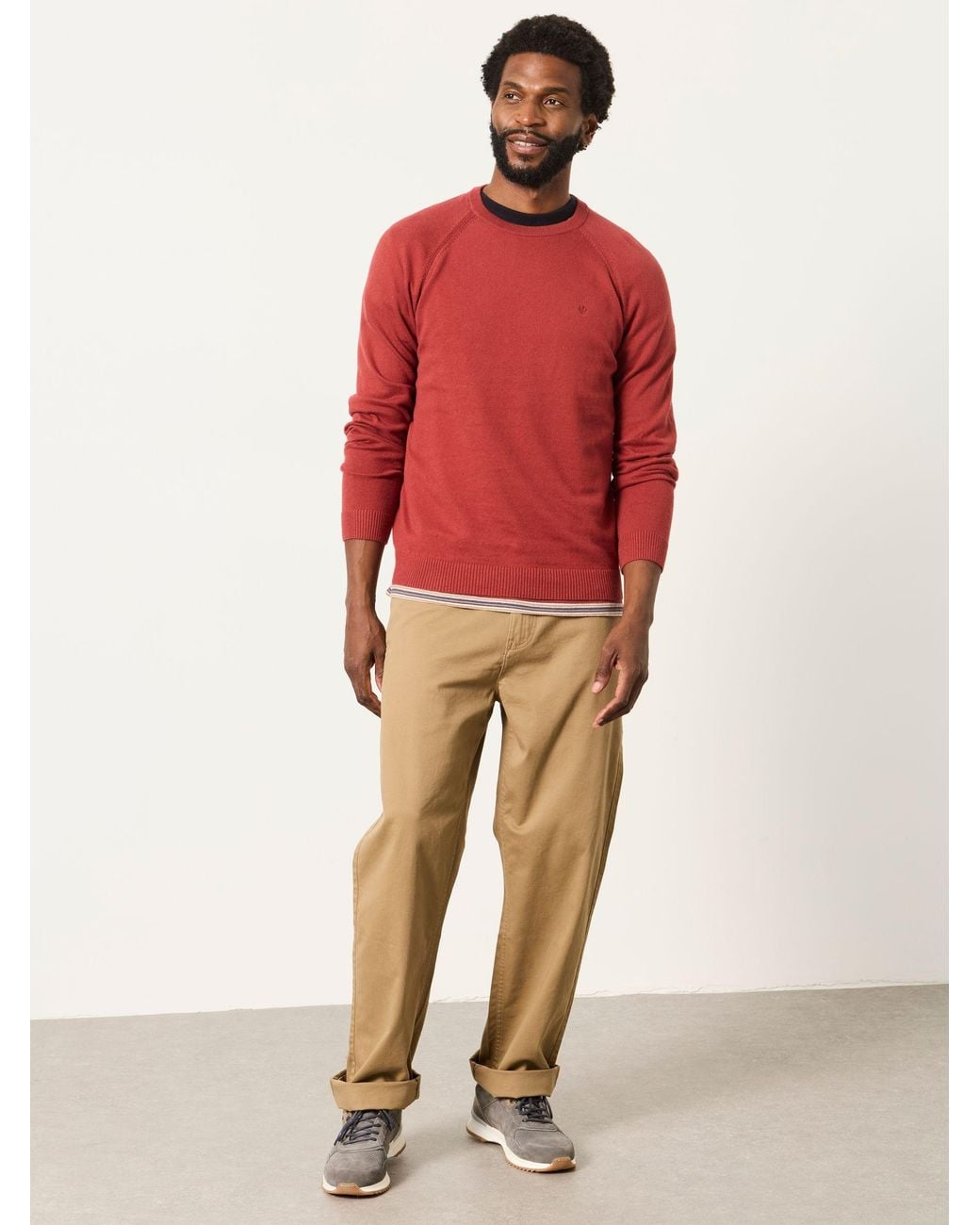 FatFace Red Rye Crew Neck Knitted Jumper for men