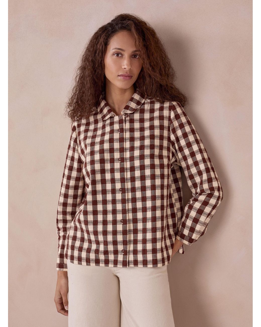 Celtic & Co. Brown Gingham Button Through Shirt