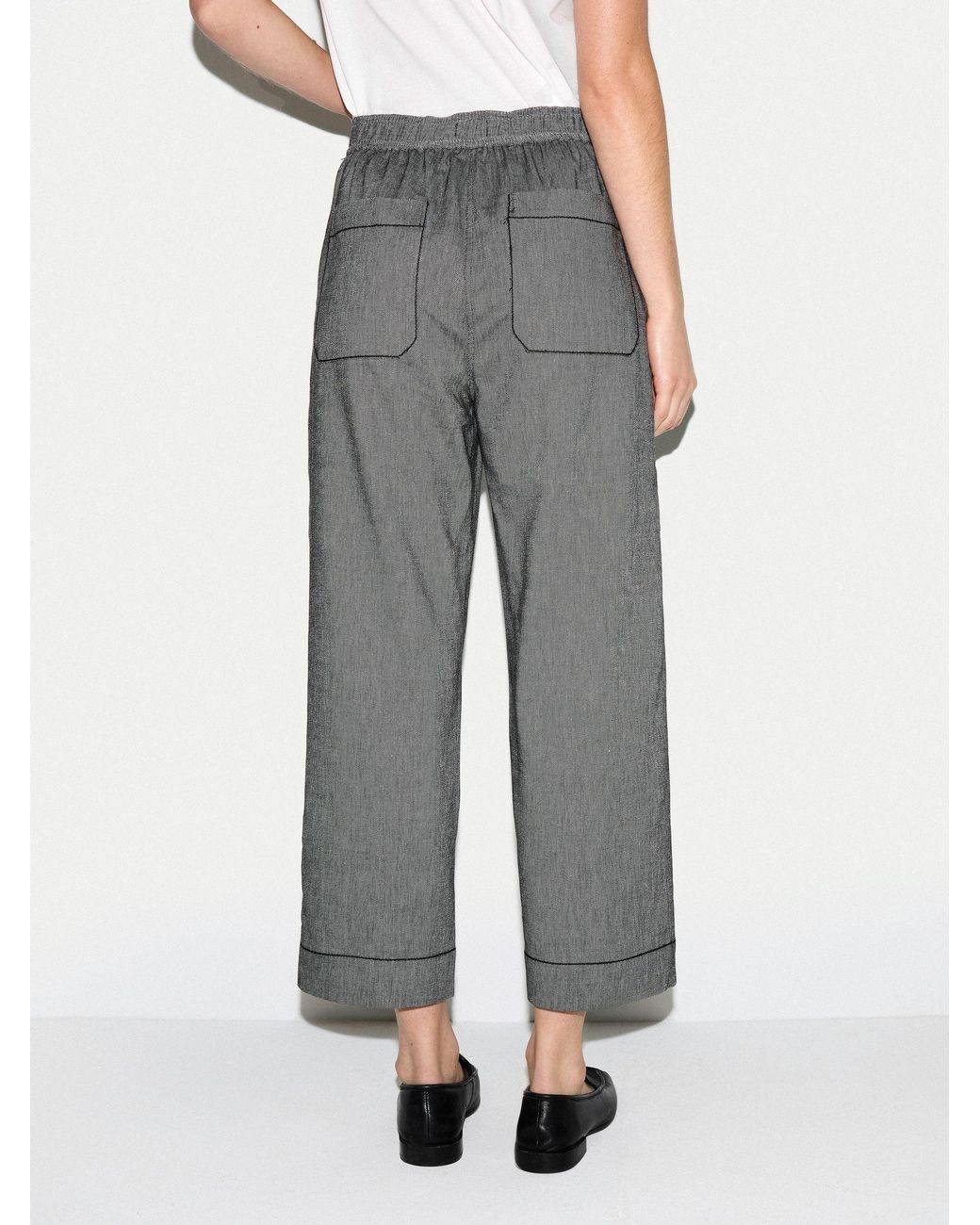 Jigsaw Gray Chambray Cropped Trousers
