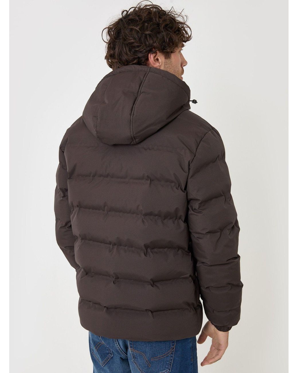 Threadbare Brown Showerproof Ripstop Puffer Coat for men