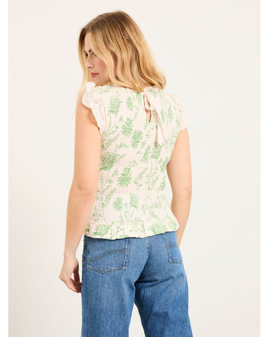 FatFace Brown Betty Shirred Top