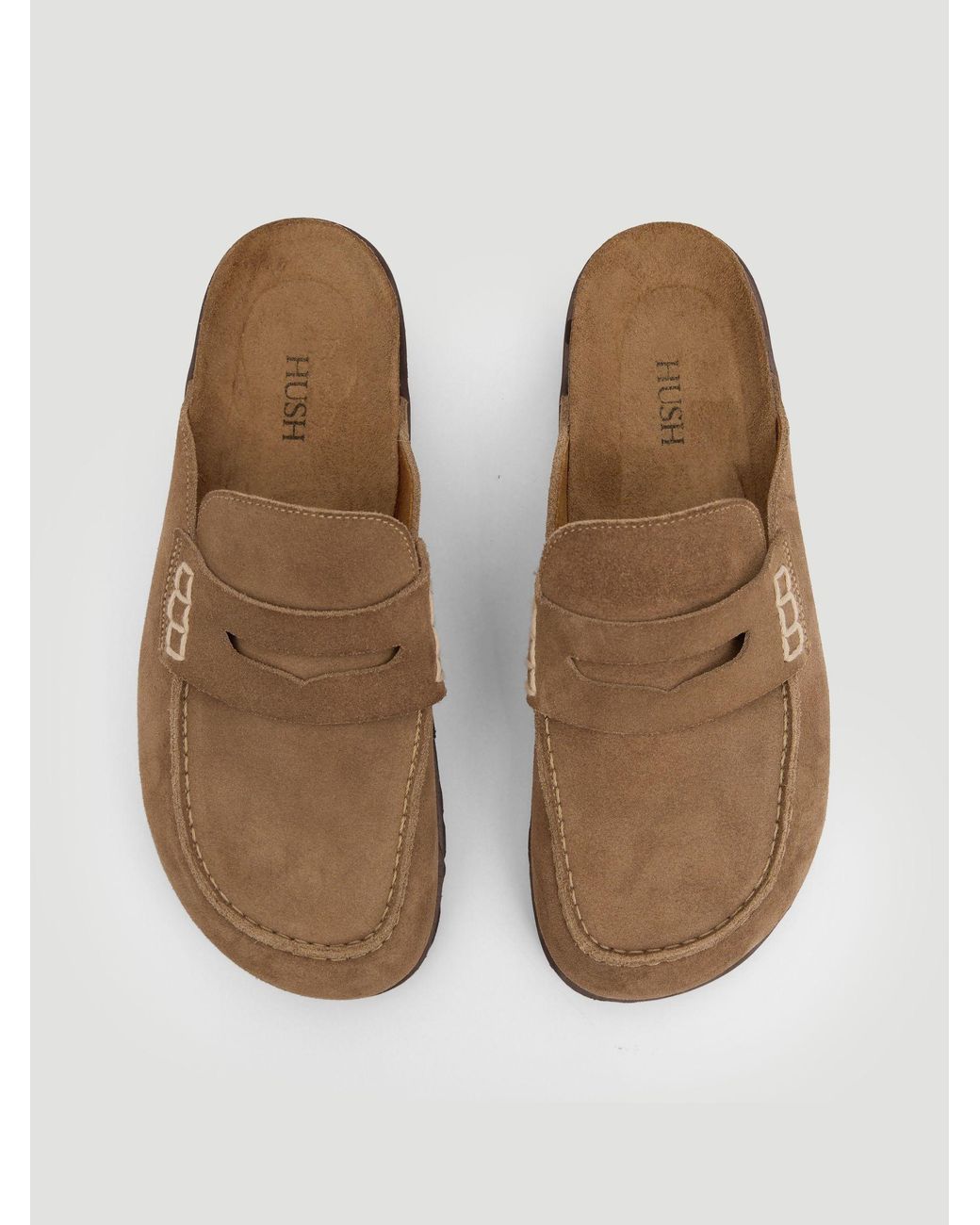 Hush Brown Rune Suede Padded Mules
