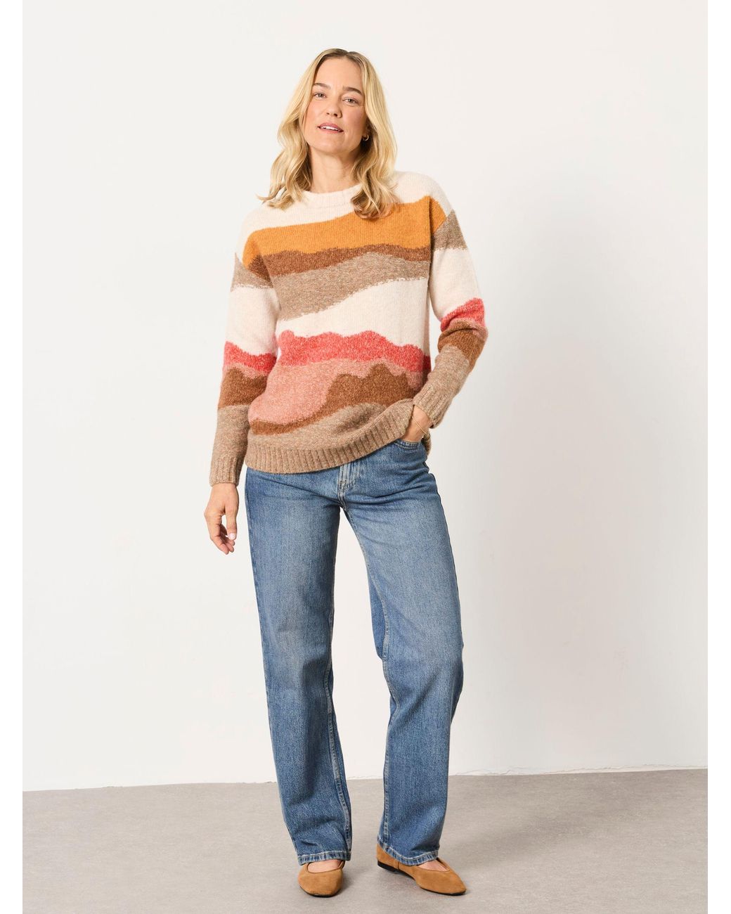 FatFace Natural Landscape Scene Knitted Crew Jumper