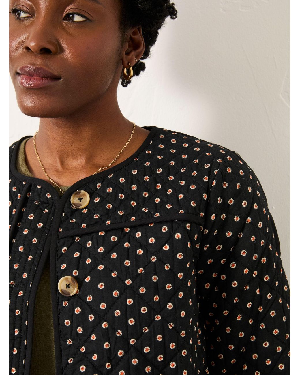 FatFace Black Fatface Mia Geo Quilted Jacket