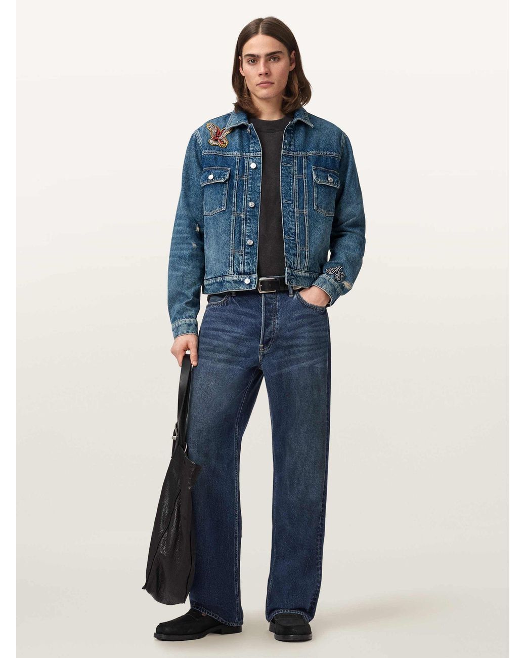 AllSaints Blue Allsaints Exile Patch Jacket for men