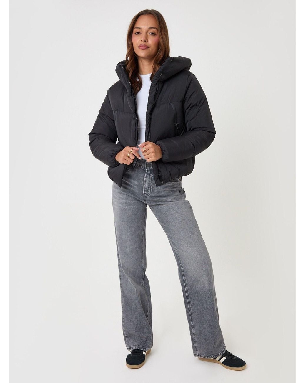 Threadbare Blue Showerproof Cropped Puffer Coat