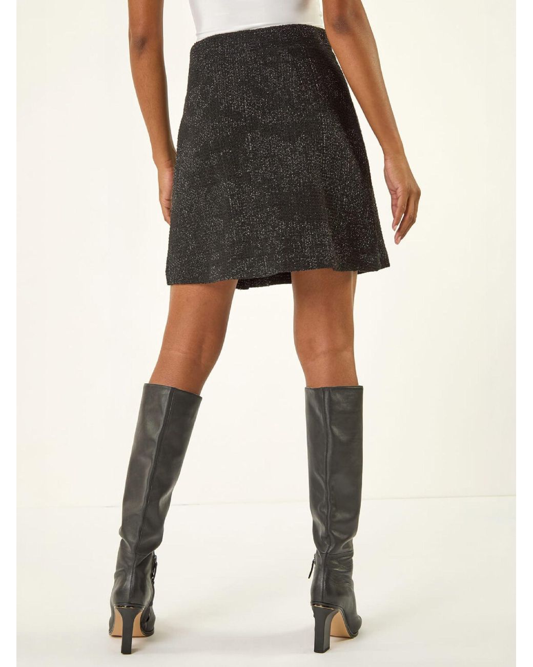 Roman Black Pleated Box Button Skirt