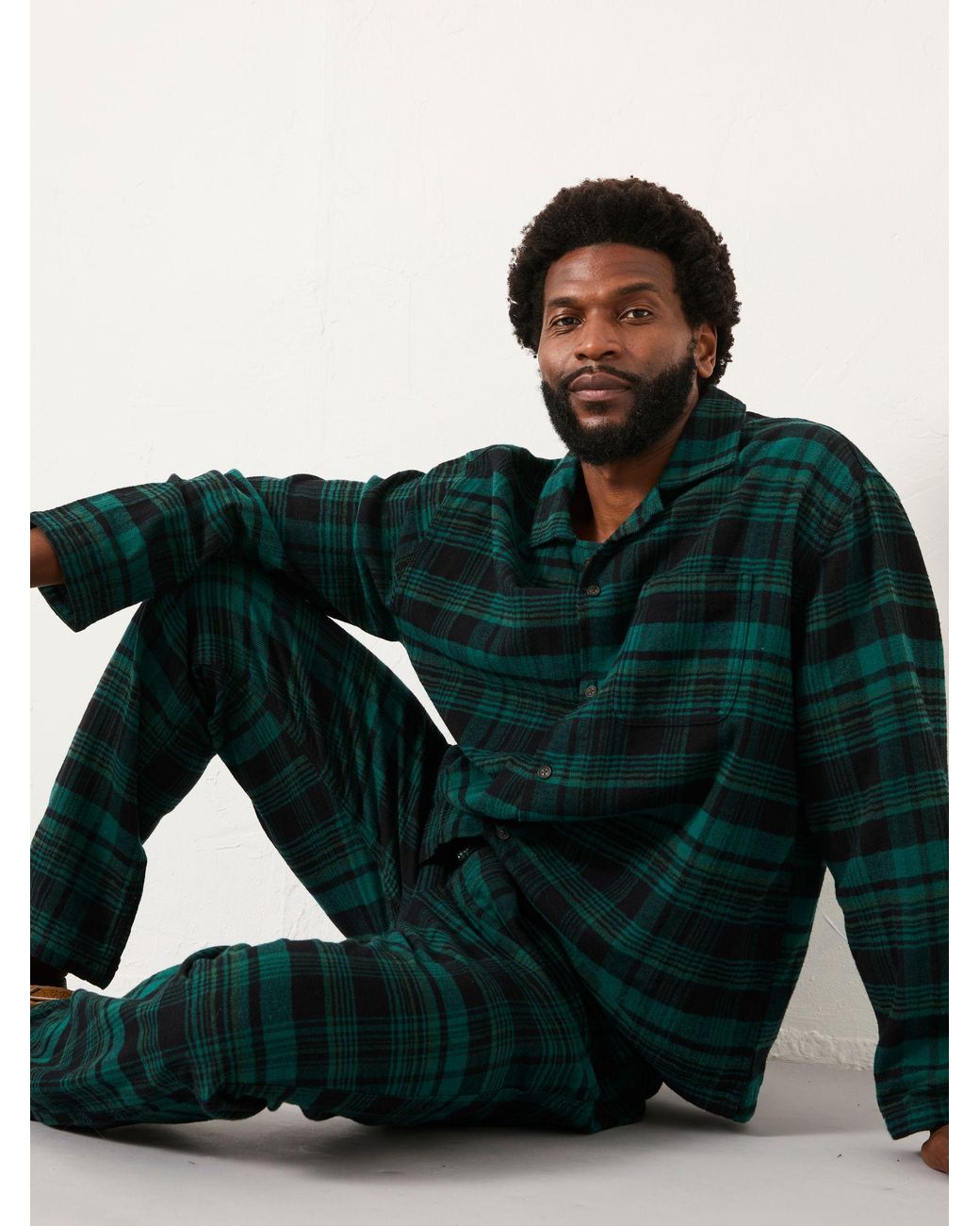 FatFace Green Samphrey Check Pyjama Bottoms for men