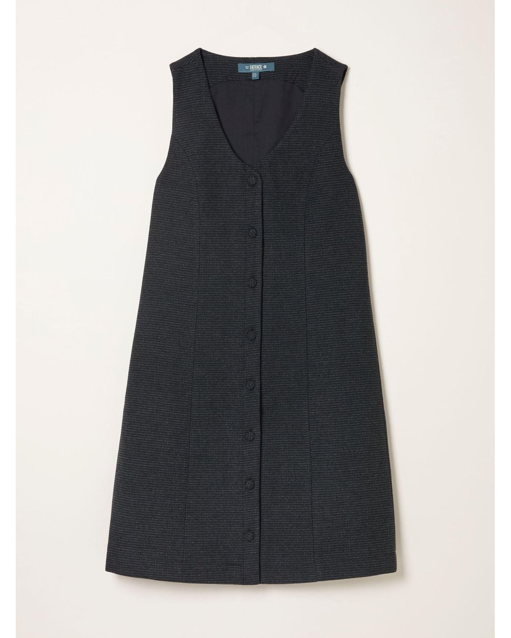 FatFace Black Binny Regular Tweed Pinny Mini Dress
