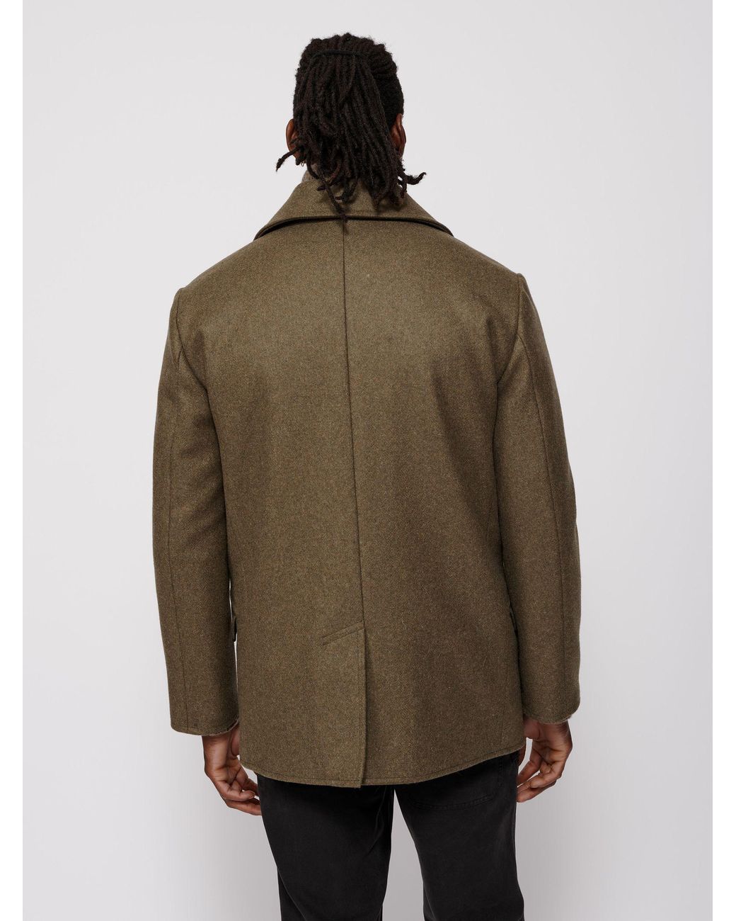 aubi Green Wragby Double Breasted Wool Coat for men