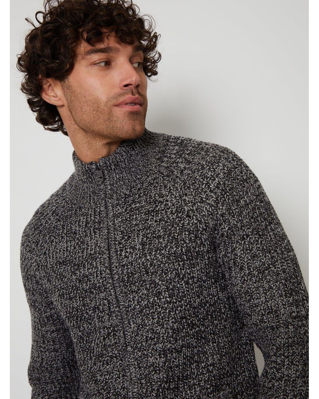 Threadbare Gray Full-Zip Cardigan for men