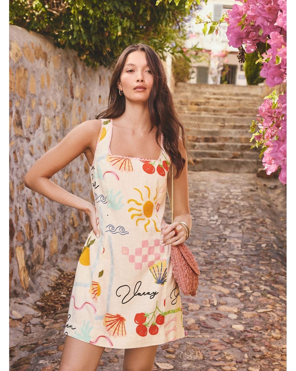 Next Multicolor Square Neck Mini Shift Dress