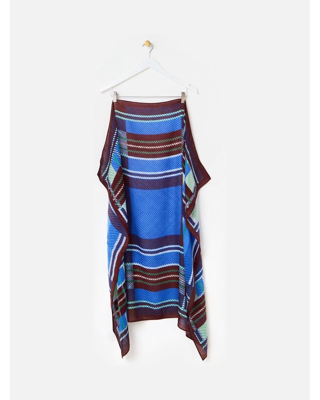 Oliver Bonas Blue Checked Large Square Scarf