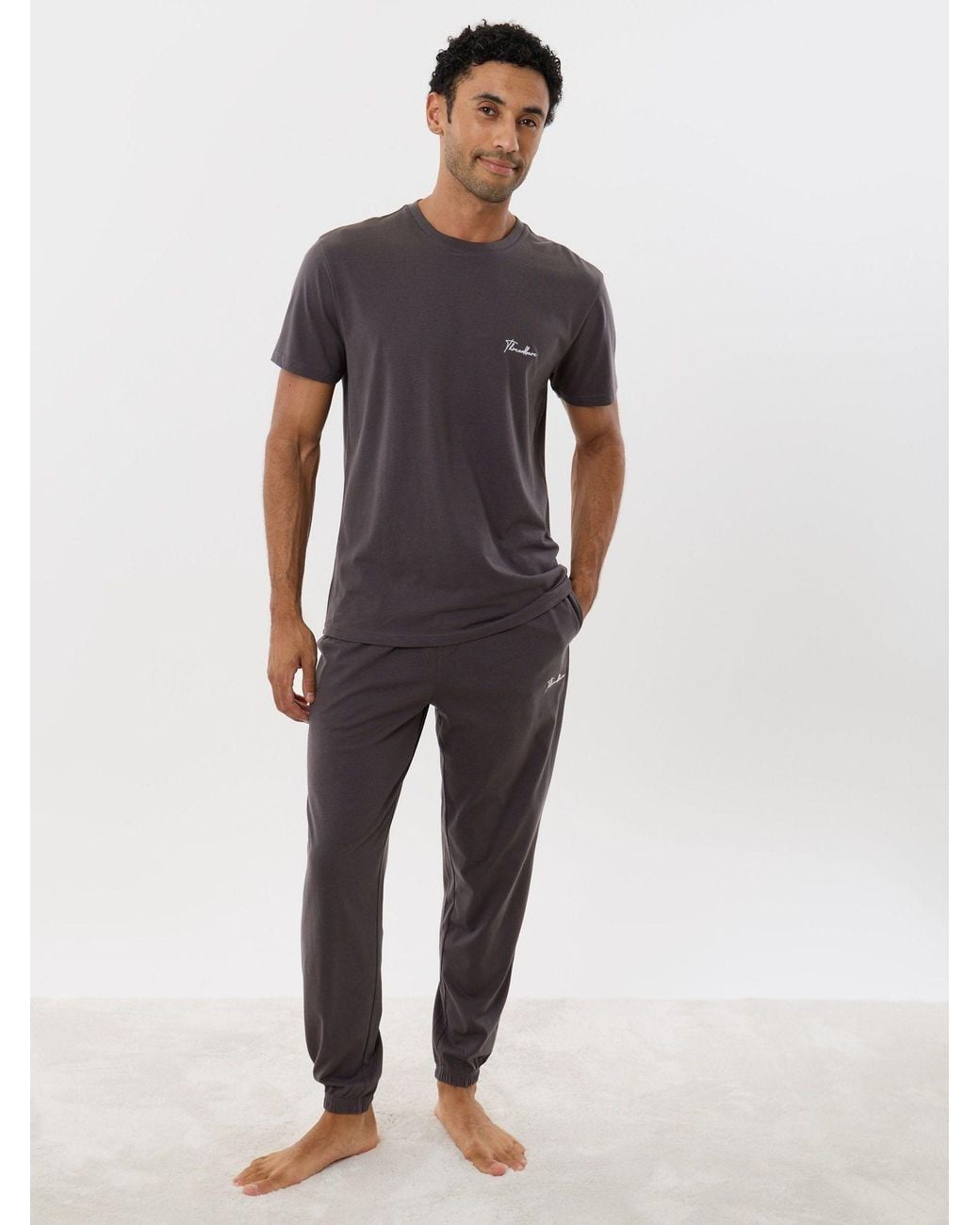 Threadbare Gray Logo Short Sleeve Pyjamas Set for men