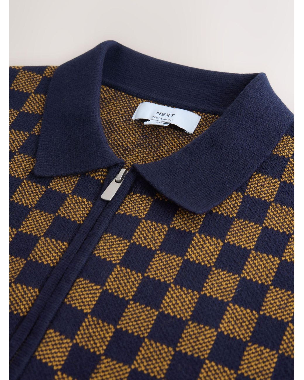 Next Multicolor Regular Fit Geo Pattern Zip-Through Collared Cardigan for men