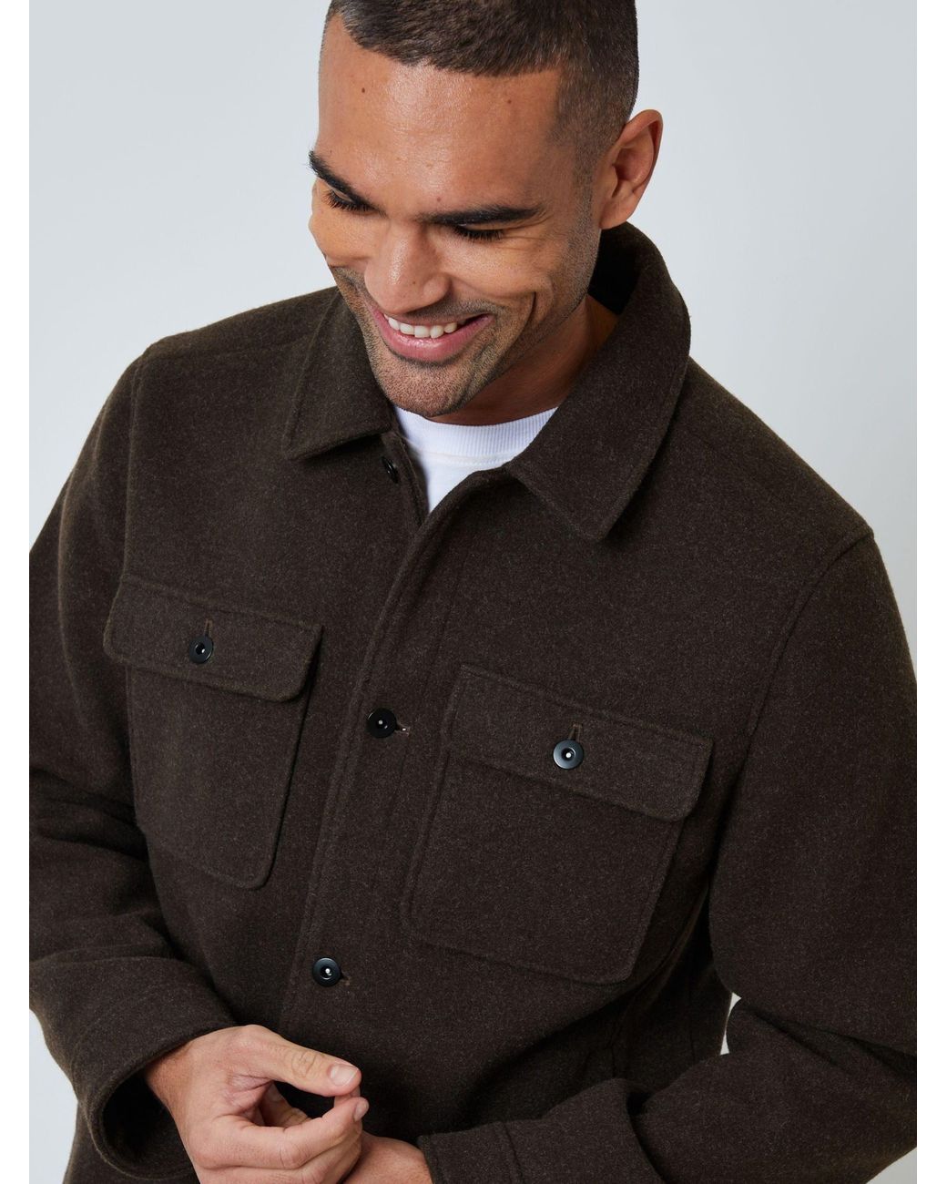 Threadbare Black Chocolate Brushed Button Up Shacket for men