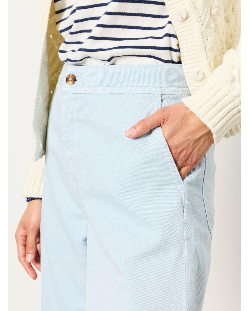 FatFace Blue Fatface Hove Wide Leg Cropped Trousers