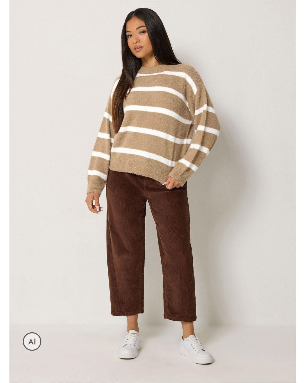 M Com Natural Petite Stripe Jumper
