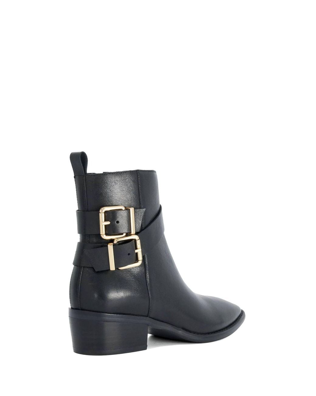 Dune Black Pattin Ankle Boots