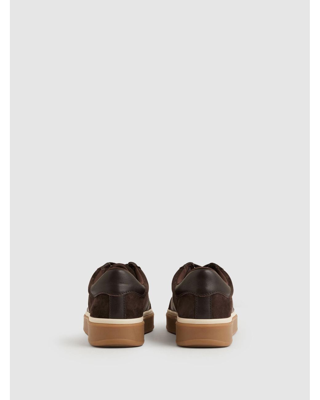 Reiss Brown Lizzie Suede Low-Top Trainers