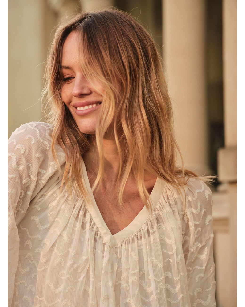 FatFace Natural Fatface Millie Embroidered Blouse