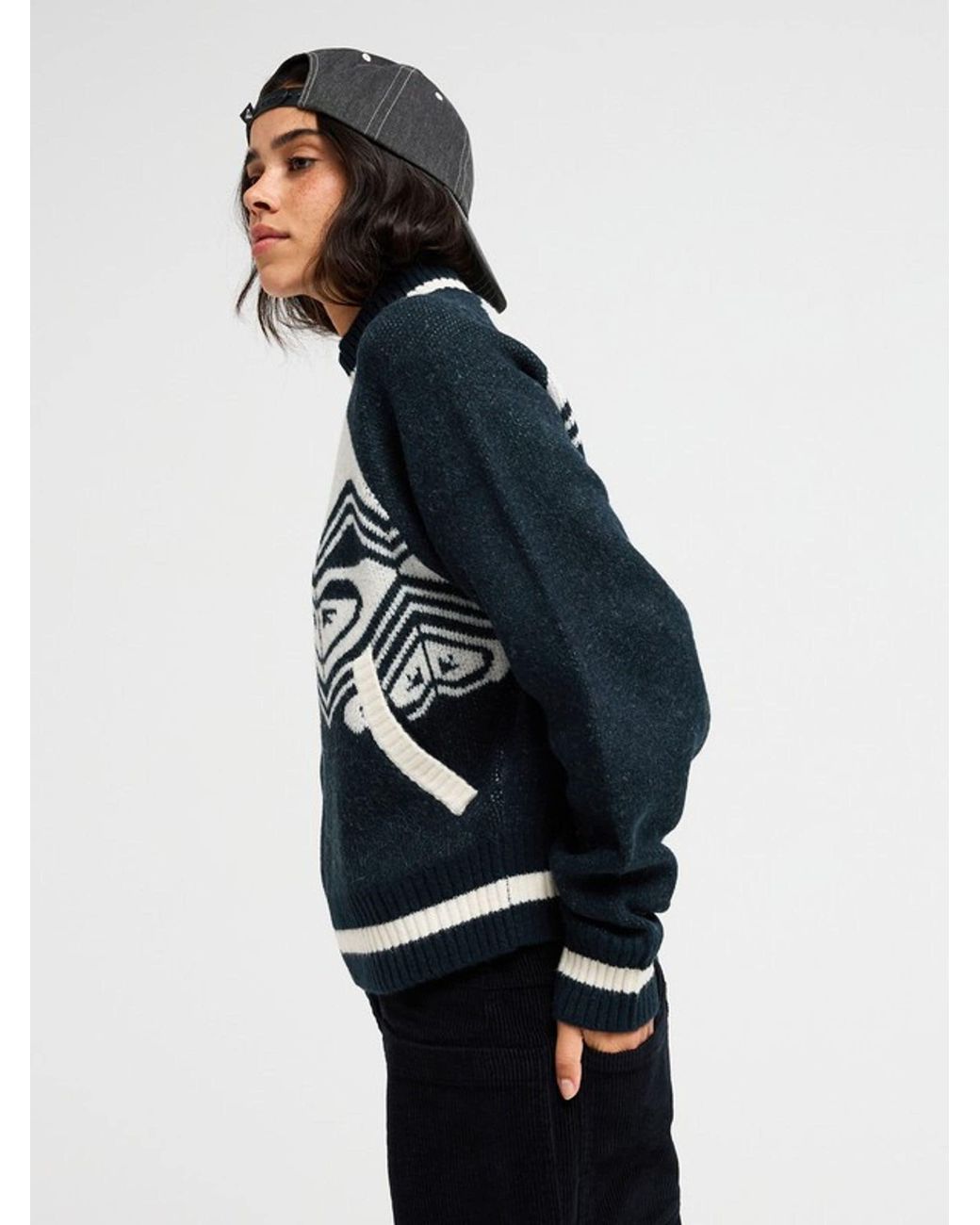 Roxy Blue Under North Mock Neck Cardigan