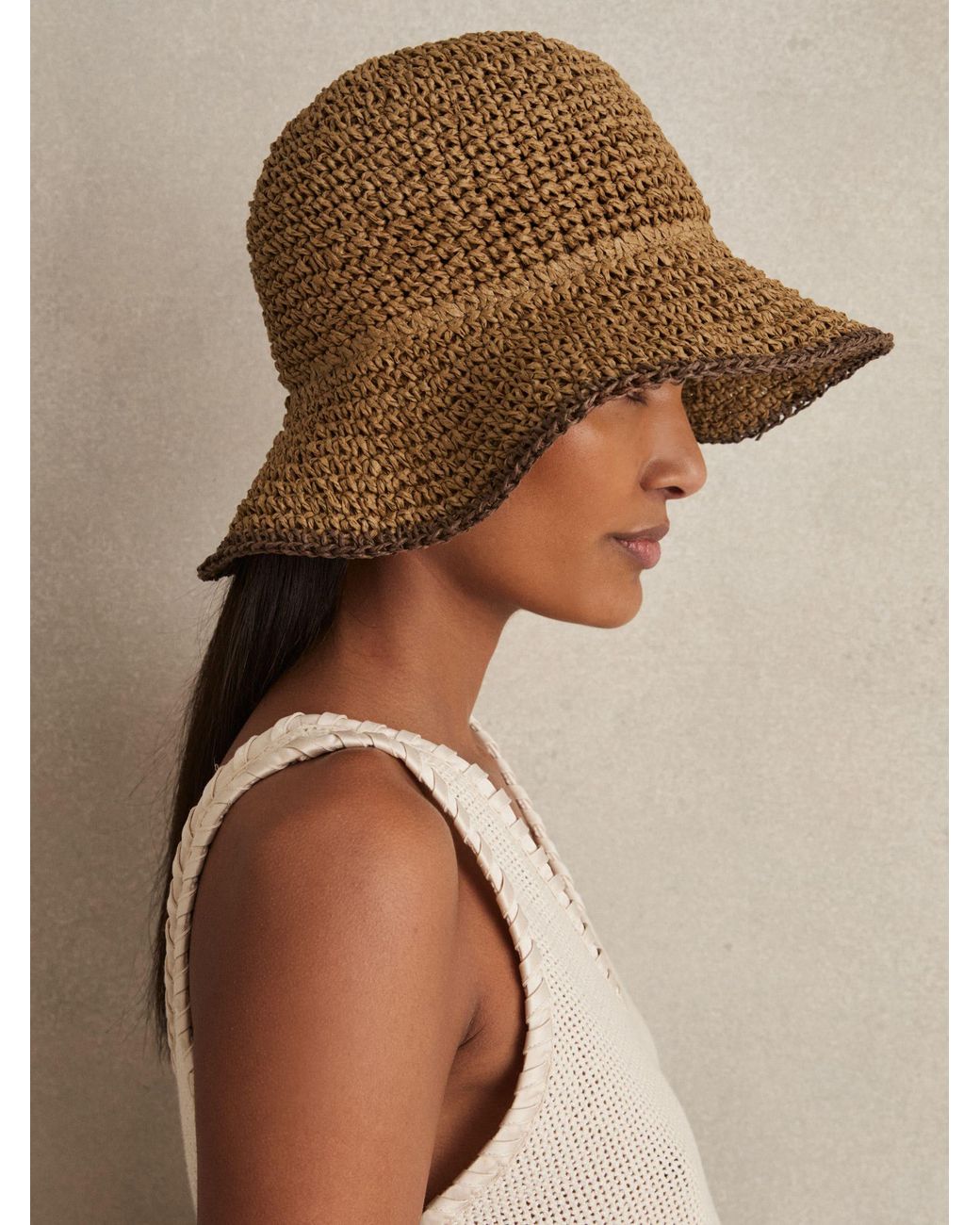 Reiss Brown Straw Sun Hat, M & L