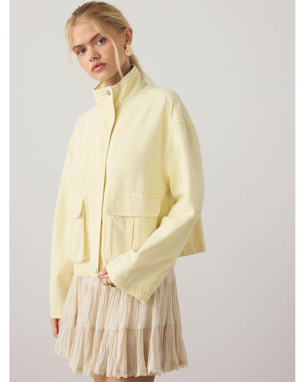 Next Natural Funnel Neck Cotton Utility Jacket