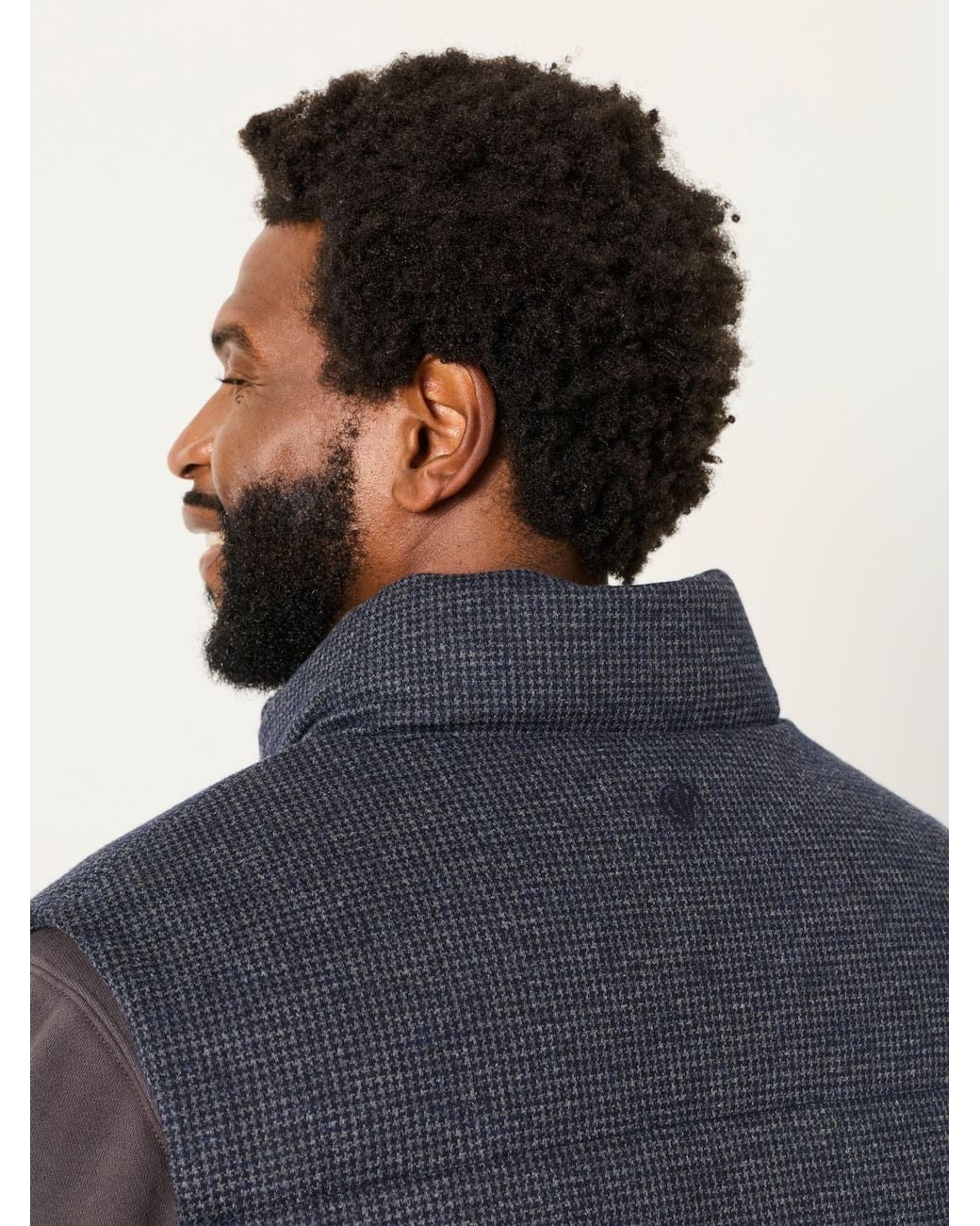 FatFace Blue Tarn Micro Check Wool Mix Gilet for men