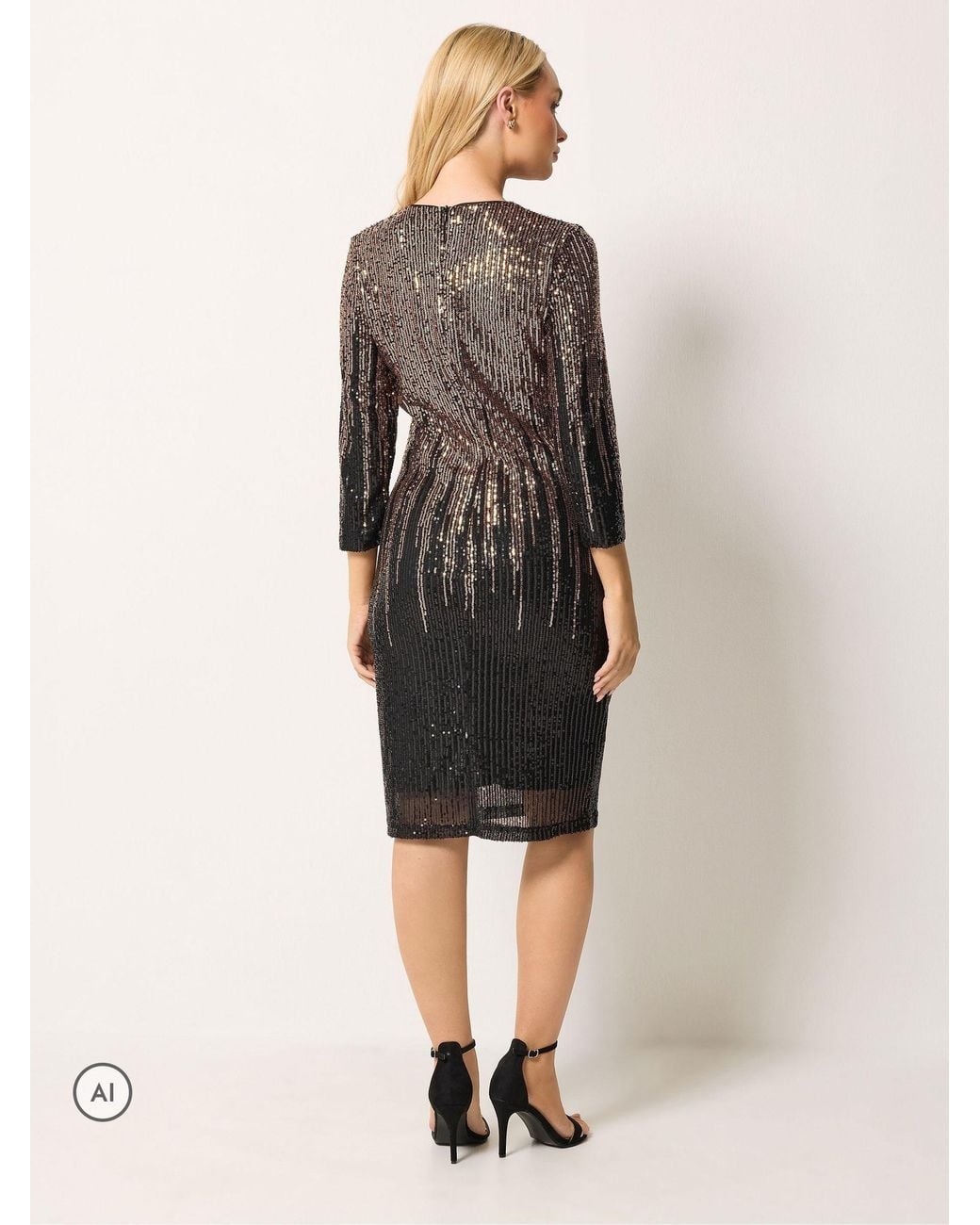 M Com Black Ombre Sequin Shift Dress