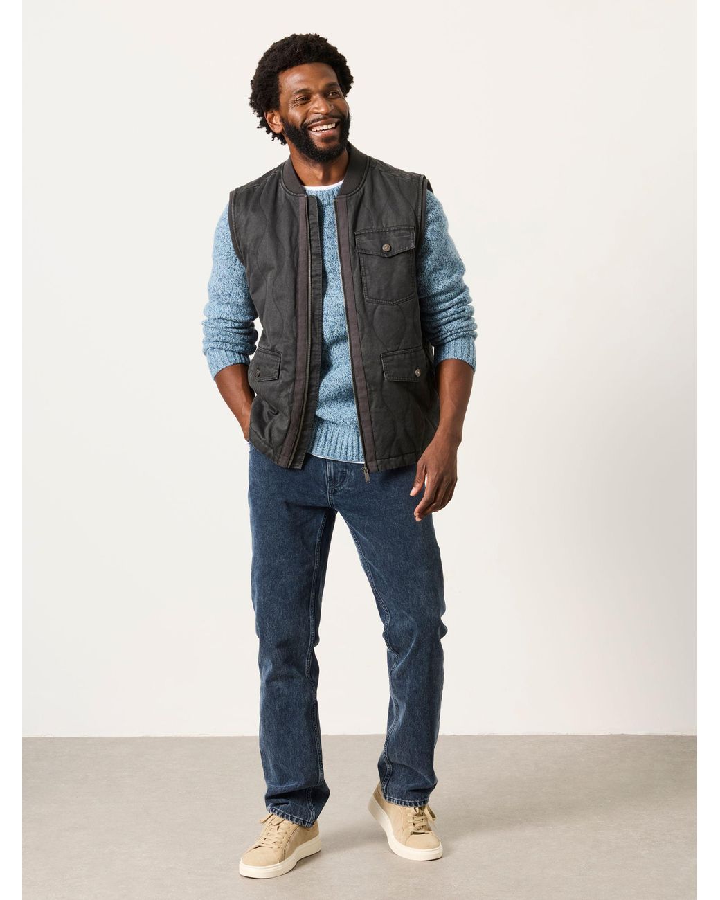 FatFace Green Wyre Quilted Utility Vest for men