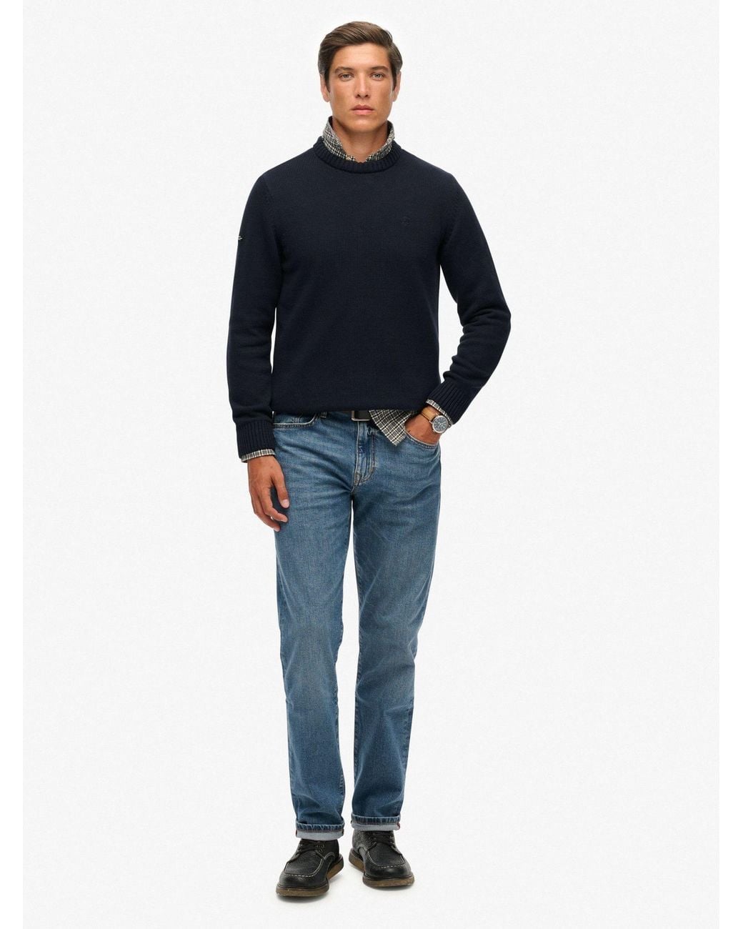 Superdry Blue Dark Cotton Jumper for men