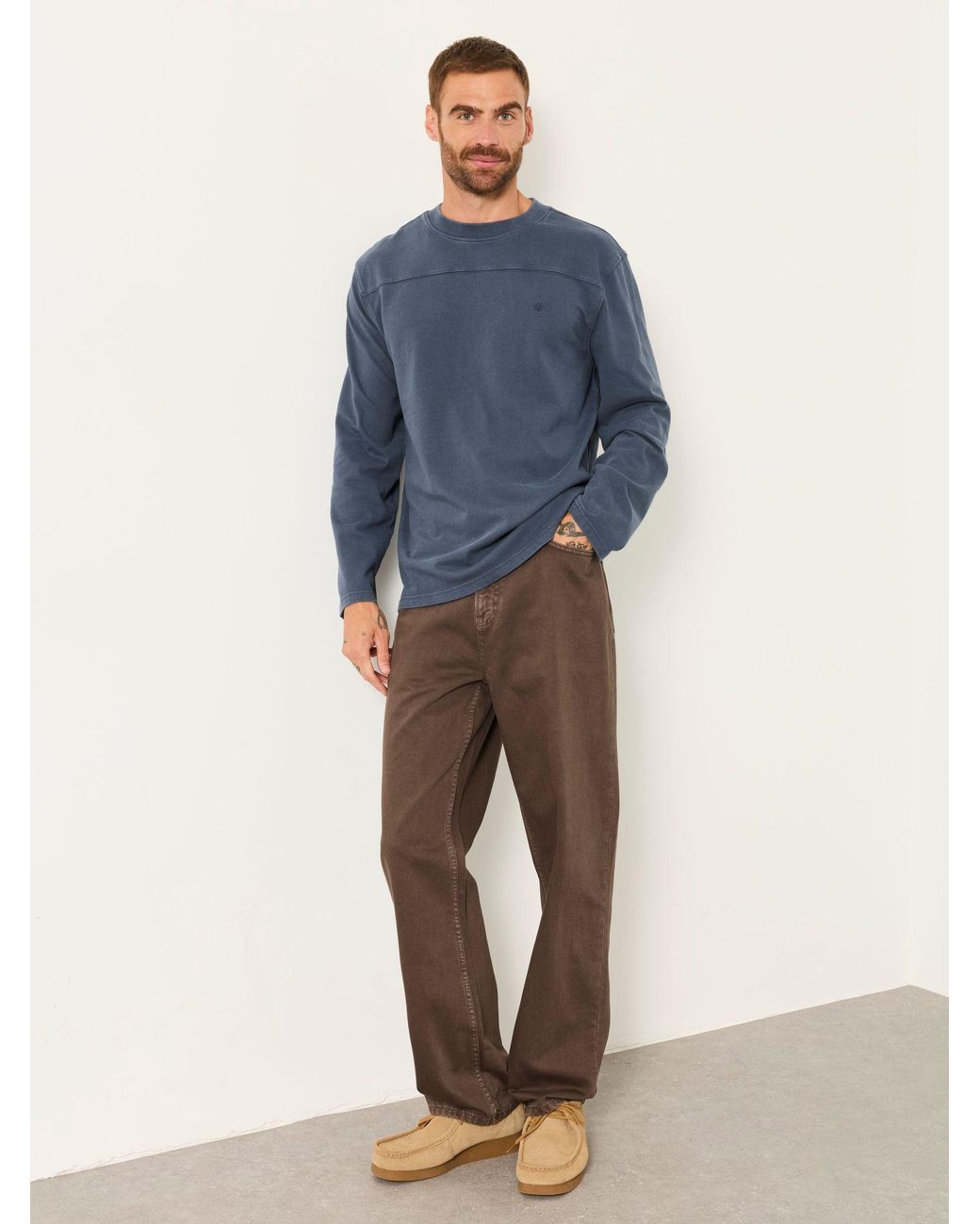 FatFace Blue Long Sleeve Alton T-Shirt for men