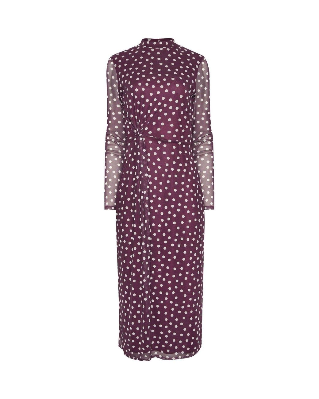 Long Tall Sally Spot Twist Mesh Midi Dress in Purple | Lyst