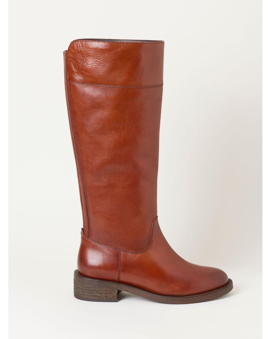 FatFace Orange Leather Knee High Riding Boot
