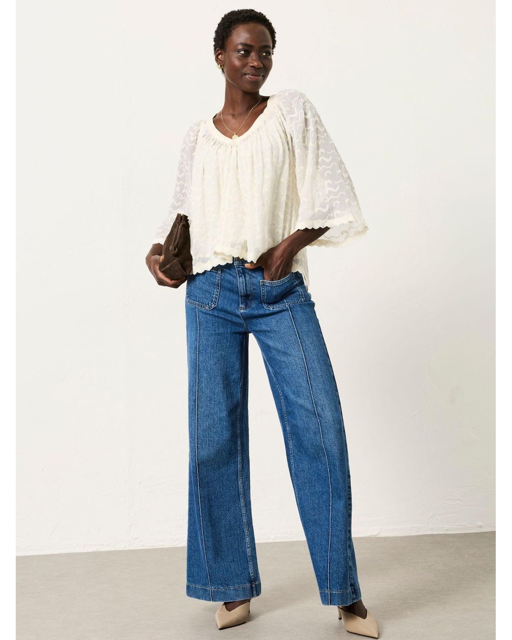 FatFace Natural Millie Embroidered Blouse